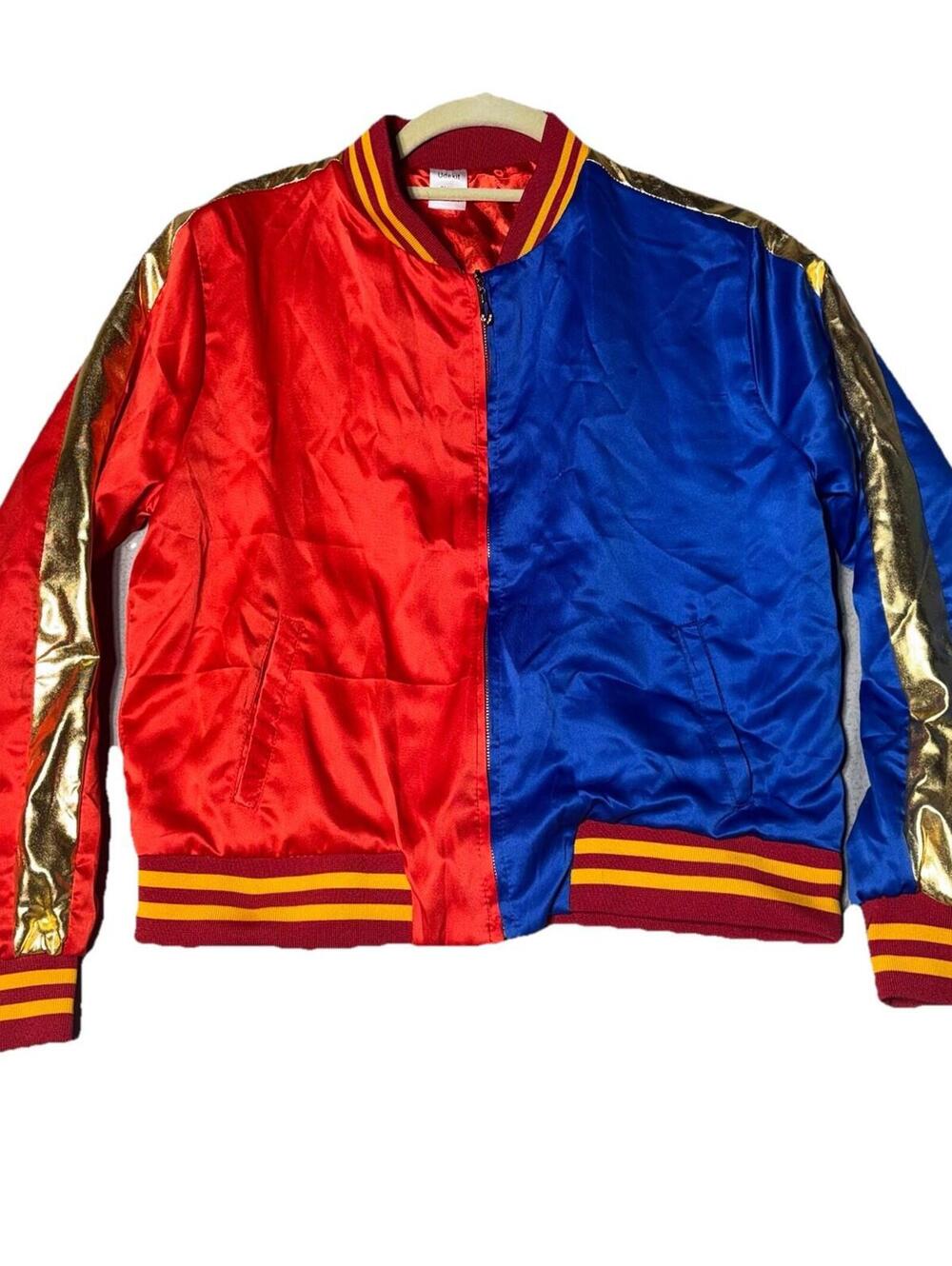 Udekit Harley Quinn Property of Joker Small Jacket Red Blue Gold Polyester